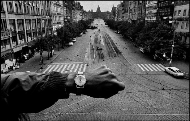PRAGUE, Czechoslovakia—Invading Warsaw Pact troops in front of the radio headquarters, August 1968. © Josef Koudelka / Magnum Photos