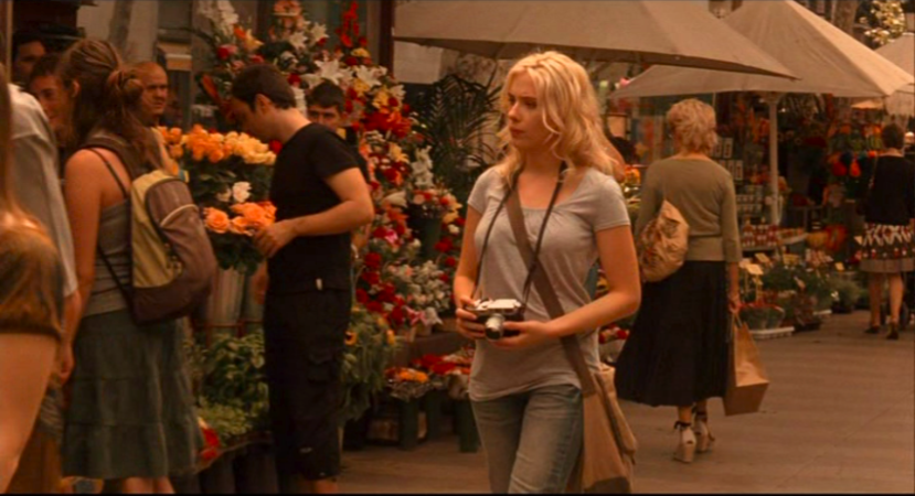 Scarlett Johansson with the same silver Leica M7, with a 35mm summilux; Vicky Cristina Barcelona, 2008, Woody Allen