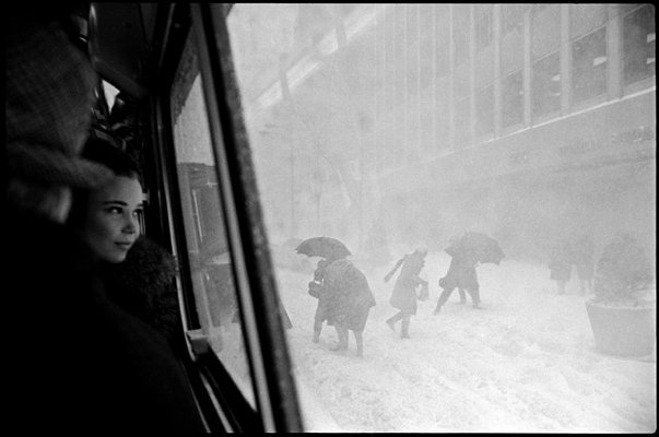 NEW YORK CITY—A girl looks out a bus window during a snowstorm, 1967. © Erich Hartmann / Magnum Photos