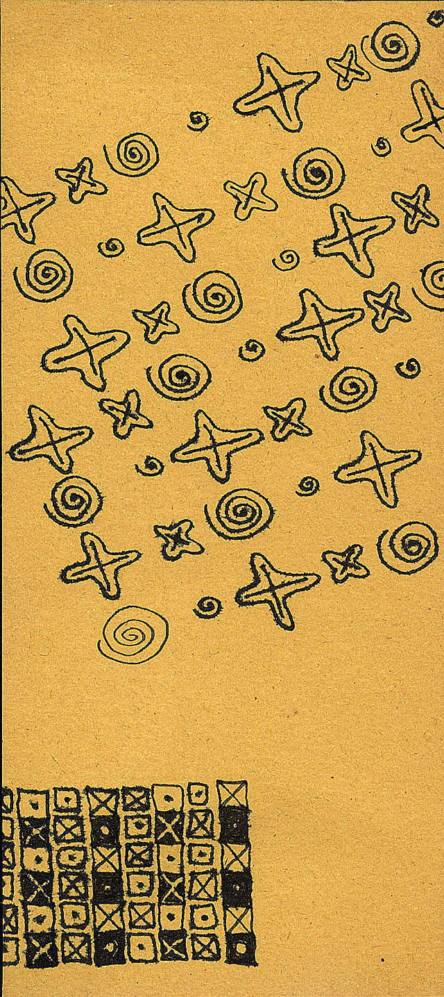 Tic Tac Toe Fabric Design  circa 1947, ink on gold paper © Ray Eames